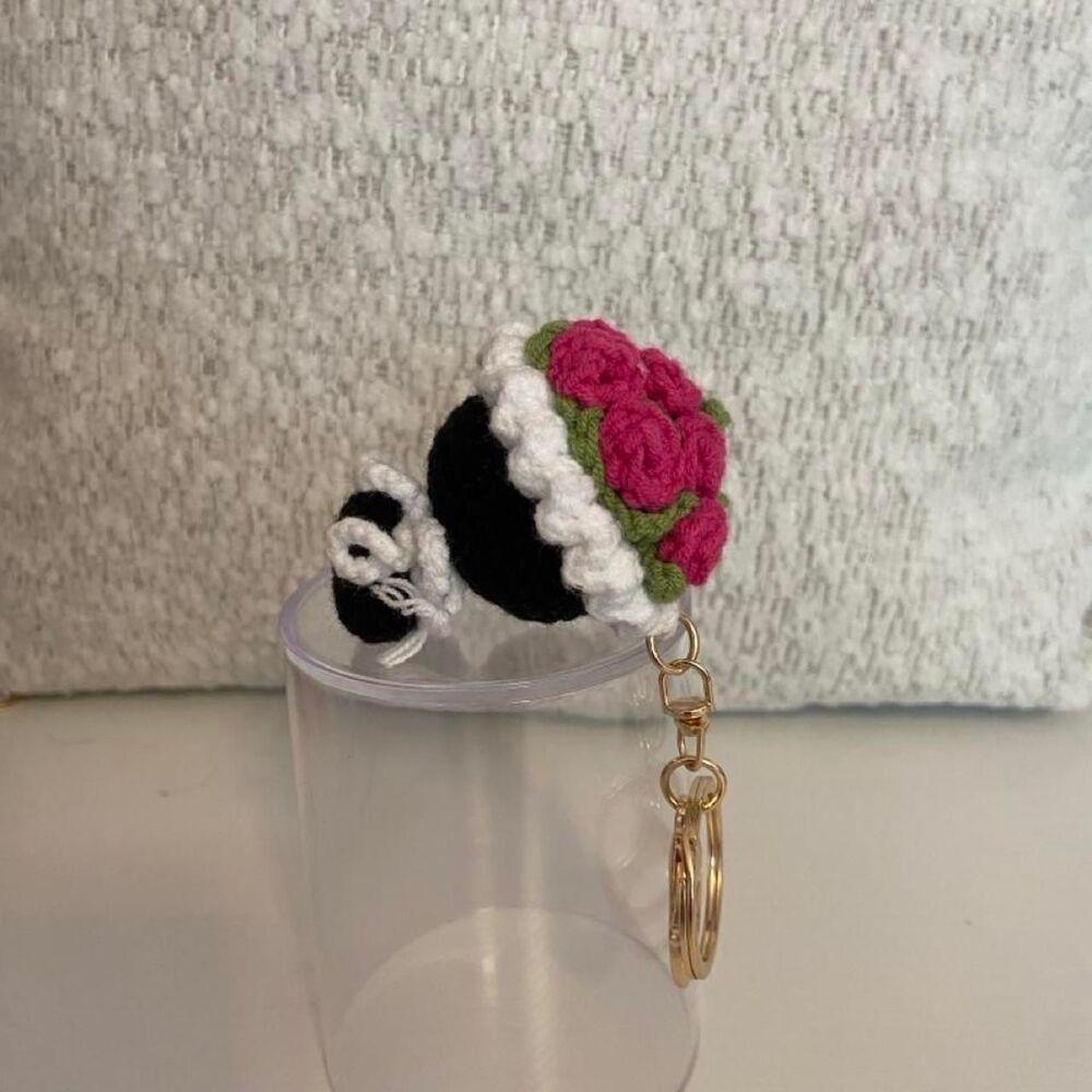 Handmade crocheted keychain bouquet